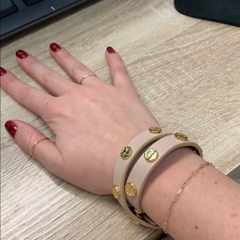 Tory Burch Logo Studded Double Wrap Bracelet